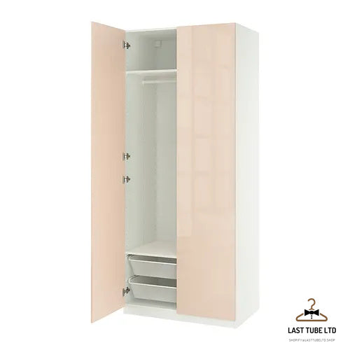LAST TUBE wardrobe combination, white/high-gloss light orange, 100x60x236 cm
