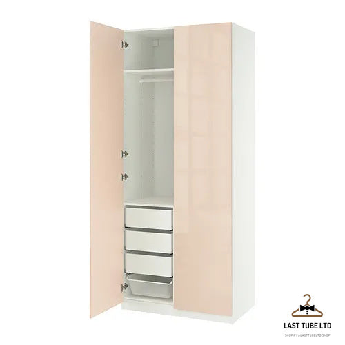LAST TUBE wardrobe combination, white/high-gloss light orange, 100x60x236 cm