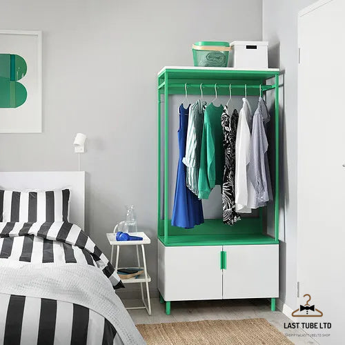 LAST TUBE wardrobe with 2 doors, white Fonnes/green, 80x42x173 cm