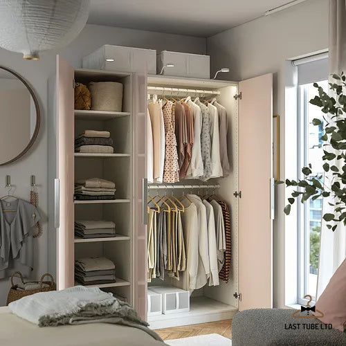 LAST TUBE wardrobe combination, white/high-gloss light orange, 150x60x201 cm