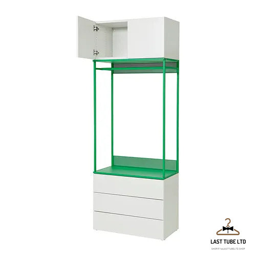 LAST TUBE wardrobe with 2 doors+3 drawers, white/Fonnes green, 80x42x221 cm