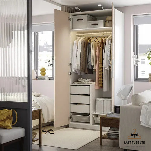 LAST TUBE wardrobe combination, white/high-gloss light orange, 100x60x236 cm